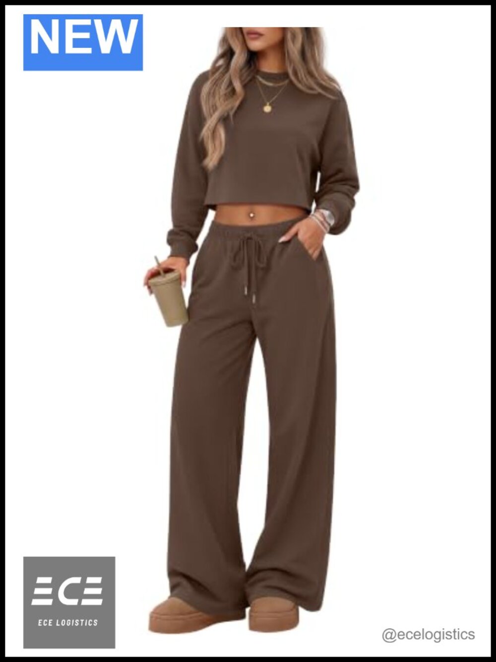 Women's 2 Piece Sweatsuit Set Polyester Lounge Set Long Sleeve Crop Sweatshirt